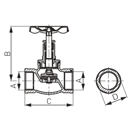 Zawór wodny FERRO Zaporowy prosty grzybkowy, żeliwo GW 1 1/4'' x GW 1 1/4''