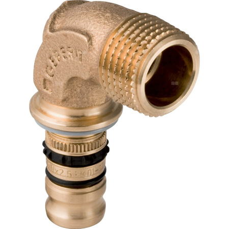 Kolano 90' GEBERIT Mepla, Cu / Cu, 1 1/2'' x 50 mm (GZ gazowy stożkowy x końcówka wciskowa), (głębokość: 39 mm) z uszczelką