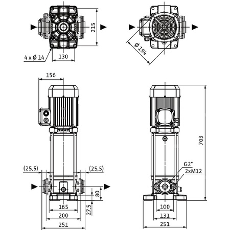 Wilo-Medana CV1-L.1607-1/E/E/160 pionowa wysokociśnieniowa pompa wirowa