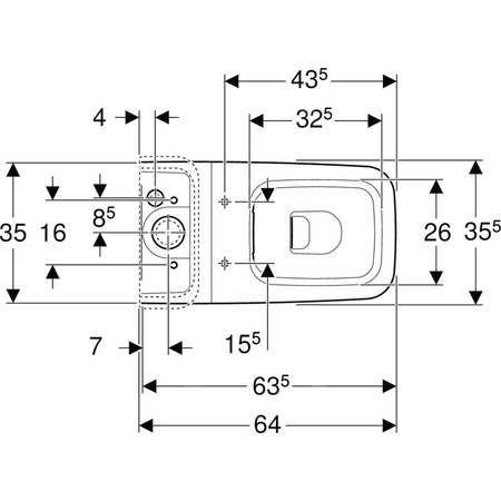 Stojąca miska WC Geberit iCon Square do spłuczki nasadzanej, ceramiczna muszla toaletowa, kryte mocowania, Rimfree
