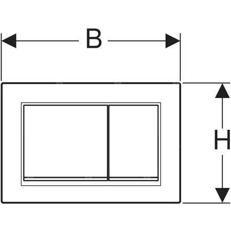 Przycisk uruchamiający Geberit Omega20, przedni/górny, chrom bł.-chrom mat-chrom bł., prostokątny
