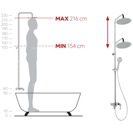 Deszczownia z natryskiem i baterią wannową FIESTA
