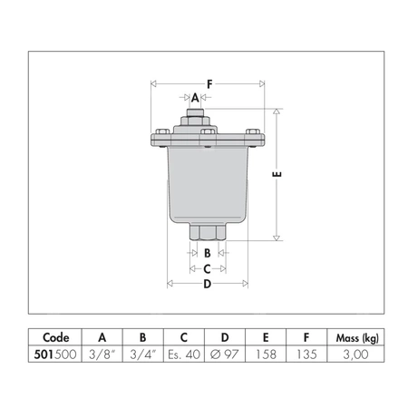 MAXCAL - Automatyczny zawór odpowietrzający do instalacji CO, chłodniczych oraz klimatyzacyjnych 3/4" GW x 3/8" GW