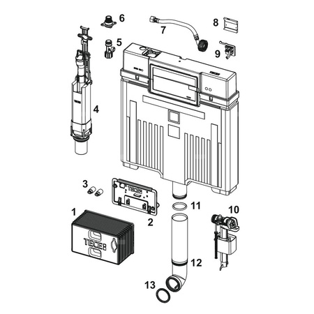 Spłuczka podtynkowaTECETECE, 560 x 442 x 90 mm, uruchamiana od góry, z kolanem odpływowym 250mm