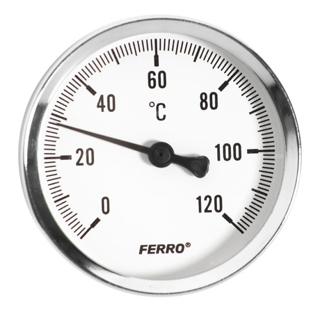 Termometr bimetaliczny FERRO fi 63 mm 120'C połączenie aksjalny