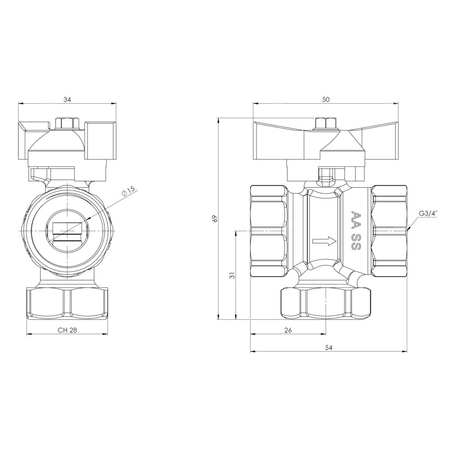 Zawór kulowy z filtrem siatkowym i magnesem BFV, GW G3/4''