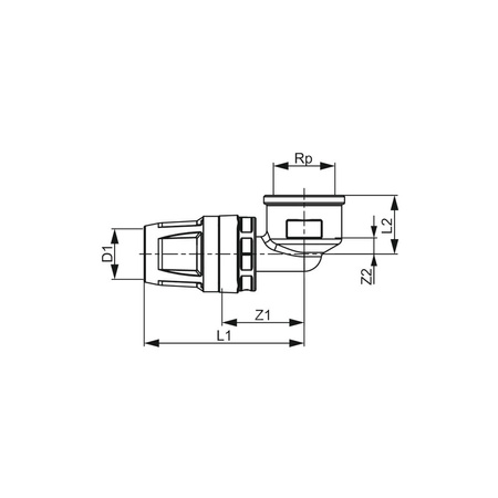 Mufa 90' TECE logo dwuczęściowy, mosiądz, 20 mm x 1/2'' (pz x GW)