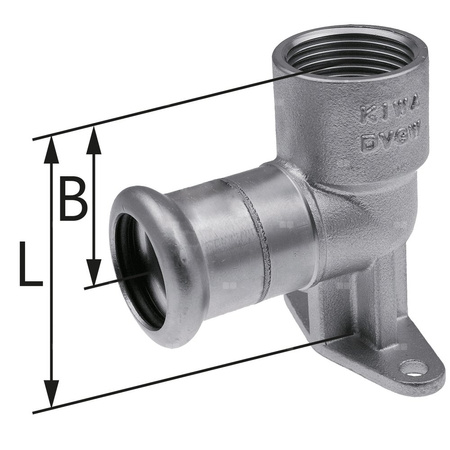 Kolano ścienne z uszami GW Inox - 18 Rp1/2" L = 63 mm