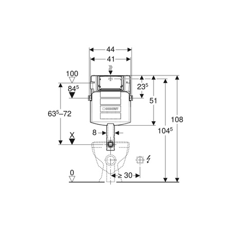Przyłącze wody Geberit ze zintegrowanym zaworem kątowym, odporne na wodę morską