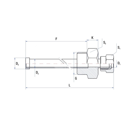 Tuleja zanurzeniowa RUMET z dławicą - lutowana Mosiądz 1/2'' 6 mm L=50