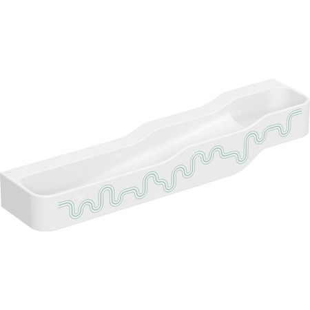 Umywalka GEBERIT Bambini 4-stanowiskowa prostokątna (rynna, elementy dekoracyjne), biała, 1800mm, bez otworu na baterię, bez odpływu przelewowego, półka od ściany