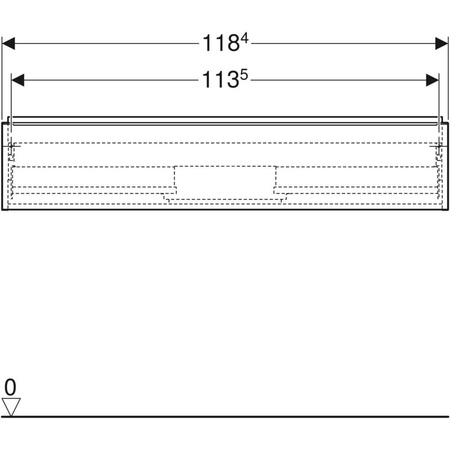 Szafka pod umywalkę Geberit iCon, z jedną szufladą: Szerokość umywalki=120cm, Korpus i front: orzech hickory / melaminowa struktura drewna, Uchwyt: lava / malowany proszkowo, matowy