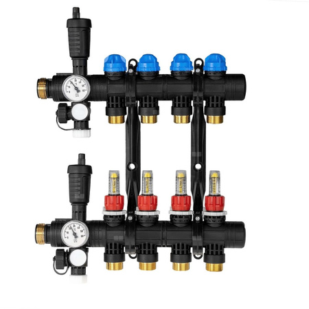 Rozdzielacz do ogrzewania podłogowego AFRISO ProCalida EF1 4-obieg. poliamid GZ 1'' x euroconus 3/4''