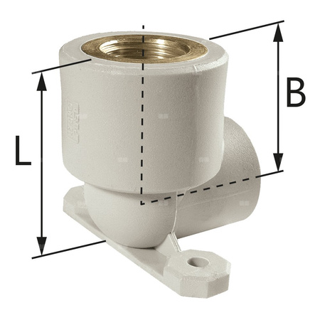 Kolano ścienne z uszami PP-R GW - 16 Rp1/2" L = 47 mm