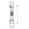 Wąż przyłączeniowy elastyczny FERRO z oplotem (stal), GW x GZ, 1/2'' x 1/2'', długość 20 mm, z uszczelką