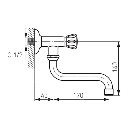 STANDARD bateria/zawór umywalkowa ścienna, chrom