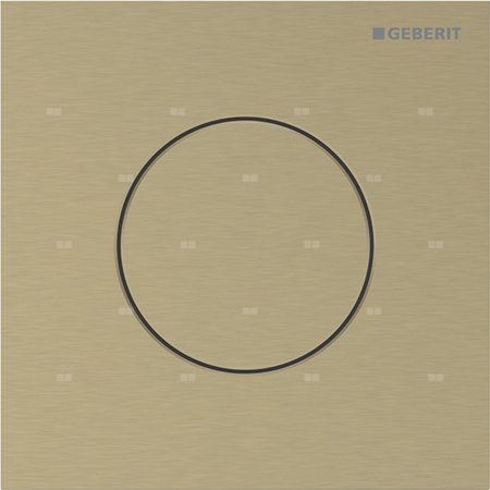 Przycisk uruchamiający Geberit typ 40 do systemu spłukiwania pisuarów z pneumatycznym uruchamianiem spłukiwania, okrągły: W kolorze mosiądzu / Szczotkowany, powlekany easy-to-clean
