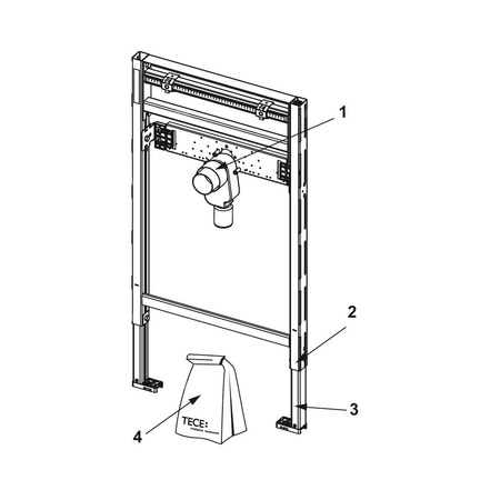 TECEprofil - stelaż montażowy pod umywalkę z syfonem podtynkowym, wysokość montażowa 820 - 980 mm