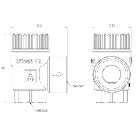 Zawór przelewowy AFRISO MS mosiądz 6 bar GW 1/2'' x 3/4''