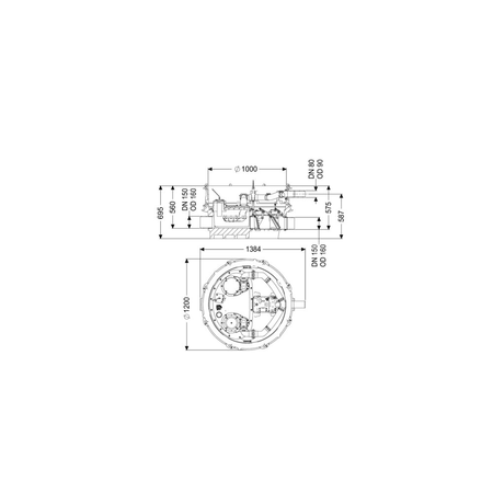 MODUŁ TECHNICZNY MONO ECOLIFT XL POMPA 400V SPF1500-S3 z automatyczną klapą zwrotną do ścieków szarych do swob. ustawienia lub połączenia ze studz.
