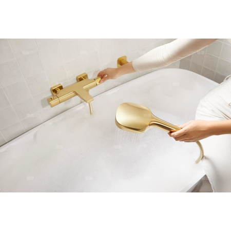 Bateria Malaga, termostatyczna, wannowa, ścienna, PVD brushed light gold
