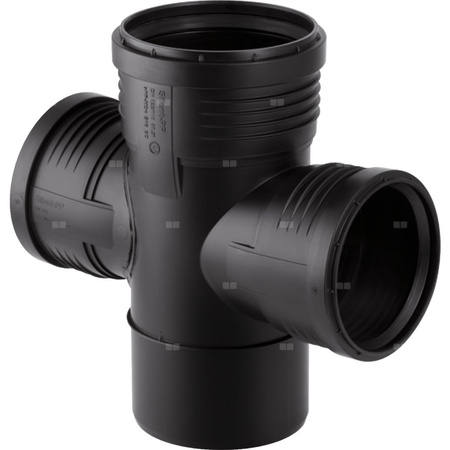 Czwórnik GEBERIT Silent-PP polipropylen, 125 mm x 110 mm x 110 mm x 125 mm DN 125 x DN 100 x DN 100 x DN 125, mw x mw x mw x mw