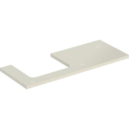 Blat pod umywalkę Geberit ONE z wycięciem, do prostokątnej umywalki nablatowej: B=119cm, Piaskowy szary, Przekrój=Lewa strona, Lakierowany na wysoki połysk