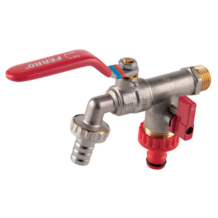 Zawór kulowy FERRO F-COMFORT czerpalny 3/4'' x 1'' GZ x szybkozłącze, uchwyt: dźwignia