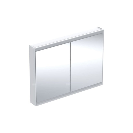 Szafka z lustrem Geberit ONE z ComfortLight i dwojgiem drzwi, montaż natynkowy, wysokość 90 cm: B=120cm, Biały / Aluminium malowane proszkowo