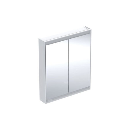 Szafka z lustrem Geberit ONE z ComfortLight i dwojgiem drzwi, montaż natynkowy, wysokość 90 cm: B=75cm, Biały / Aluminium malowane proszkowo