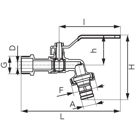 Zawór kulowy FERRO F-COMFORT czerpalny 3/4'' x 1'' GZ x złączka do węża, uchwyt: dźwignia