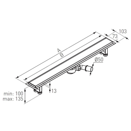 Odpływ liniowy 80 cm, pod płytkę