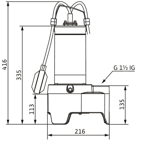 Pompa zanurzeniowa do ścieków WILO Rexa MINI3-V04.11/T06-540/O-5M żeliwo 3 x 400 V, moc 0.83 W 50 Hz, przewód 5 m