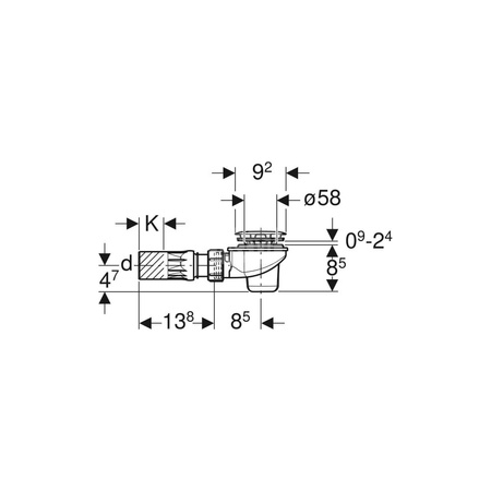 Zawór zestawu odpływowego Geberit z uszczelką, do syfonu brodzikowego