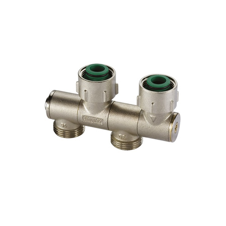 Moduł przyłączeniowy prosty kątowy FLAMCO MEIBES mosiądz (niklowanie) 1/2'' GZ x 3/4'' Eurokonus, rozstaw 50 mm do grzejników