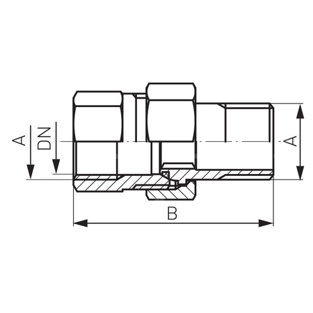 Śrubunek prosty z uszczelką FERRO, mosiądz (chrom), 1'' (GW x GZ)
