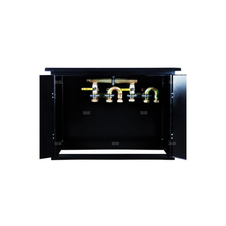 Punkt redukcyjno-pomiarowy na 2 gazomierze G4/G6, w poziomie, w skrzynce metalowej 1050x700x250 - brązowy