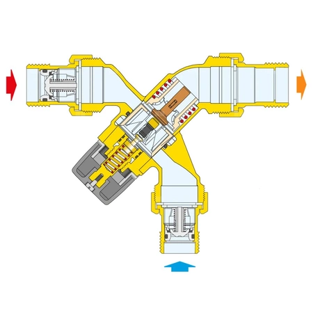Termostatyczny zawór mieszający "L" 35 st. -65 st. C DN15 ze złączkami