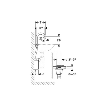 Elementy mocujące Geberit do baterii umywalkowych Piave i Brenta, montaż stojący