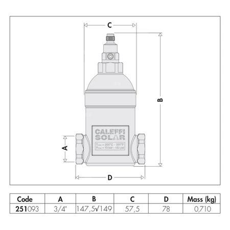 Ręczny zawór odpowietrzajacy do instalacji solarnych 3/4" GW