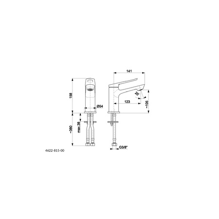 Bateria umywalkowa stojąca KFA Armatura AMAZONIT, chrom, montaż blat / otwór na baterię