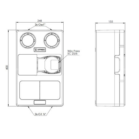 Grupa pompowa AFRISO PrimoTherm K 180-1 DN 25 WP GZ x GW 1 1/2'' x 1'', z izolacją, z pompą obiegową Wilo Para SC 25/6