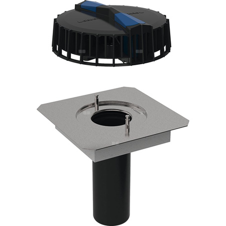 Wpust dachowy Geberit Pluvia z uniwersalnym kołnierzem przyłączeniowym d90 do rynien zbiorczych