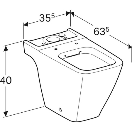 Stojąca miska WC Geberit iCon Square do spłuczki nasadzanej, ceramiczna muszla toaletowa, kryte mocowania, Rimfree