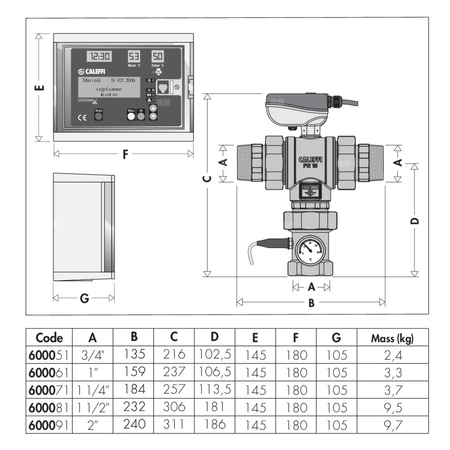LEGIOMIX - Elektroniczny zawór mieszający 1" do c.w.u. . Nadzór nad procesem dezynfekcji. Przyłącza z gwintem zewnętrznym. Zasilanie 230 V.