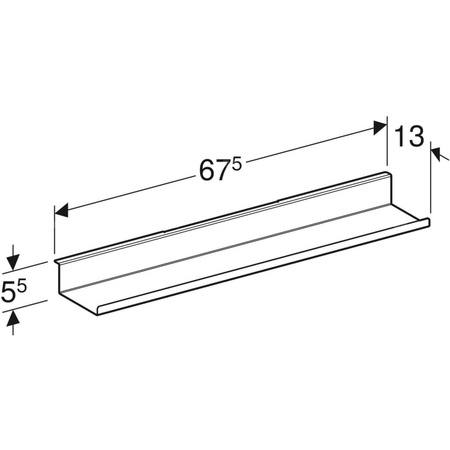 Półka ścienna Geberit: 67.5x5.5x13cm, Piaskowy szary / Malowany proszkowo, matowy