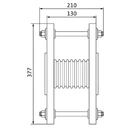 Kompensator stal nierdzewna, przył. DN 125 dł.210mm szer.250mm V 4A DN 125 WILO