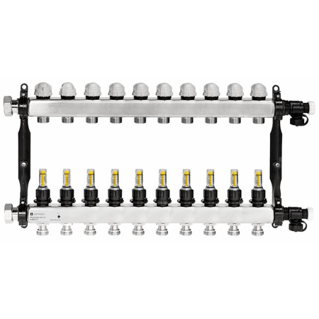 Rozdzielacz do ogrzewania podłogowego AFRISO ProCalida VA 1C 10-obieg. stal nierdzewna GZ 1'' x euroconus 3/4''