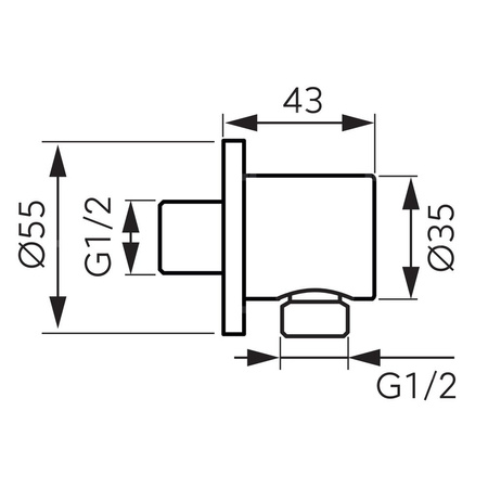 Przyłącze kątowe G1/2 do węża natryskowego, chrom