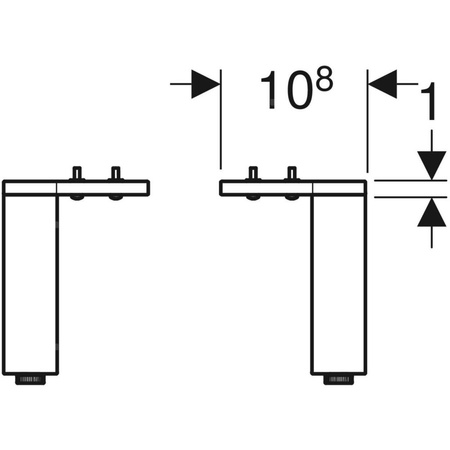 Zestaw nóg Geberit, wąskie (2 szt.): H=15.1–15.4cm, Chrom błyszczący